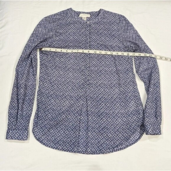Kenar Blue Geometric 100% Cotton Long Sleeve Blouse, Size XS - Picture 4 of 8
